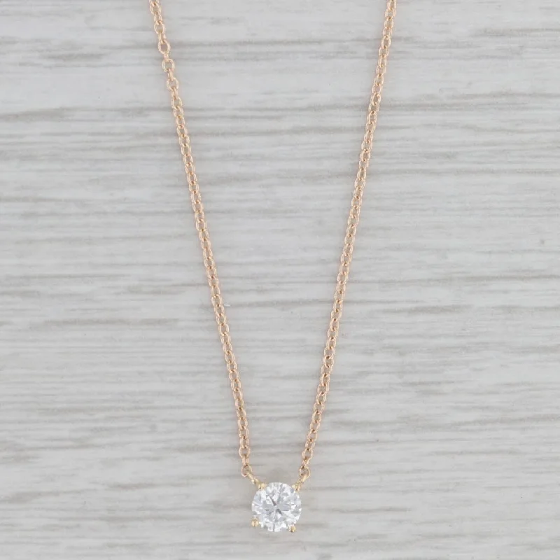 women's short necklaces-New 0.58ctw Lab Diamond Solitaire Pendant Necklace 14K Yellow Gold Cable Chain