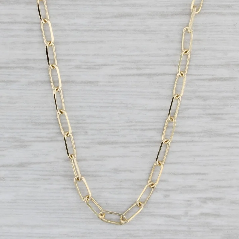 women's lightweight necklaces-Elongated Cable Chain Necklace 14k Yellow Gold Italy 16" 2.2mm