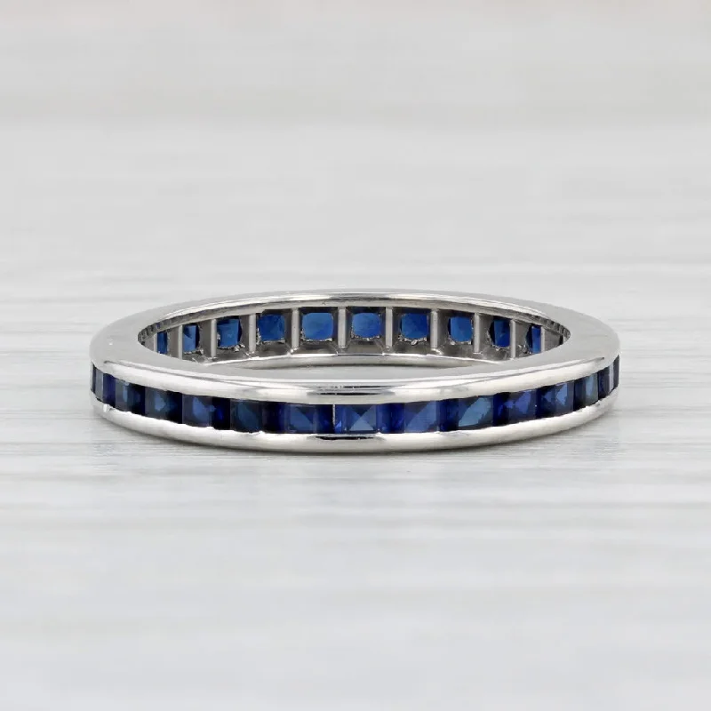 women's zodiac engagement rings-Vintage 1.70ctw Lab Created Sapphire Eternity Ring Palladium Wedding Band Sz 6