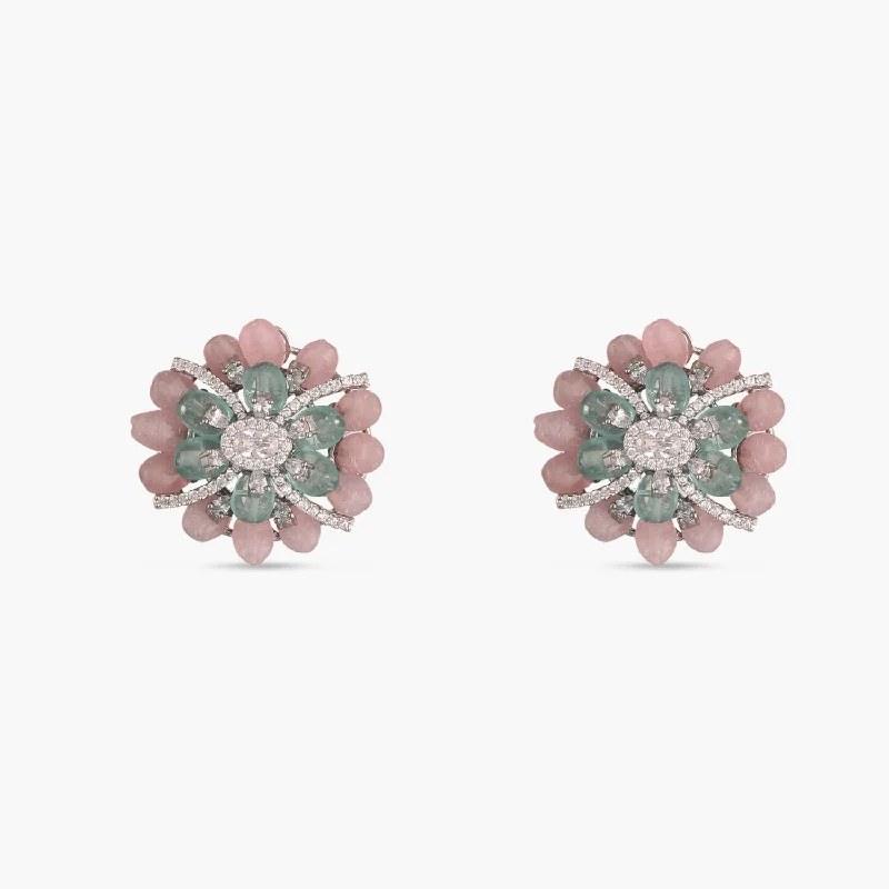 women's religious earrings-Garden Floral CZ Studs