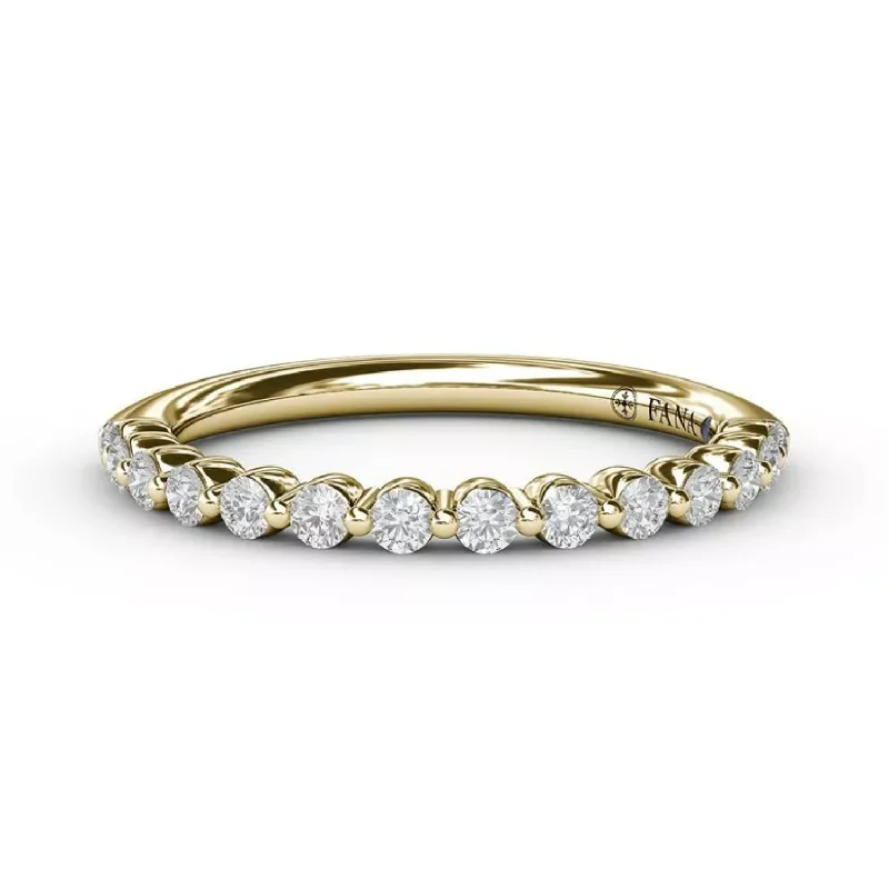 women's delicate engagement rings-Fana 14K Yellow Gold and Diamond Shared Prong Wedding Band