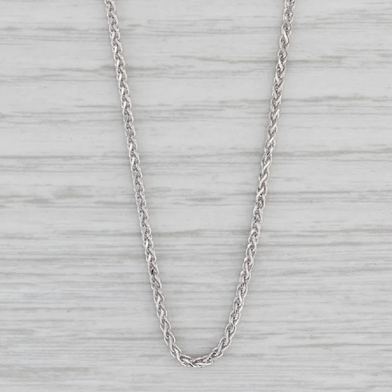 women's diamond necklaces-23.75" 1.6mm Wheat Chain Necklace 14k White Gold