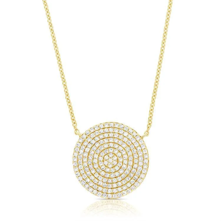 women's matching necklaces-14K Yellow Gold Diamond Disc Necklace