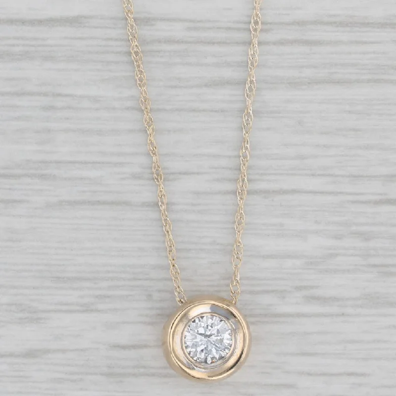 women's heart necklaces-0.50ct Diamond Solitaire Pendant Necklace 14k Yellow Gold 18.5" Rope Chain