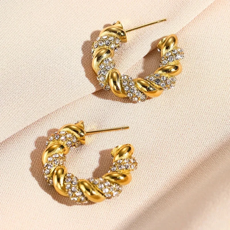 women's opal earrings-Rope Hoops