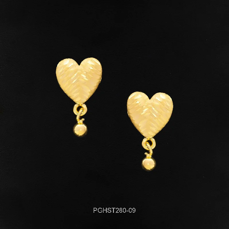 women's heavy earrings-GOLDEN HANGING STUD PGHST286-09