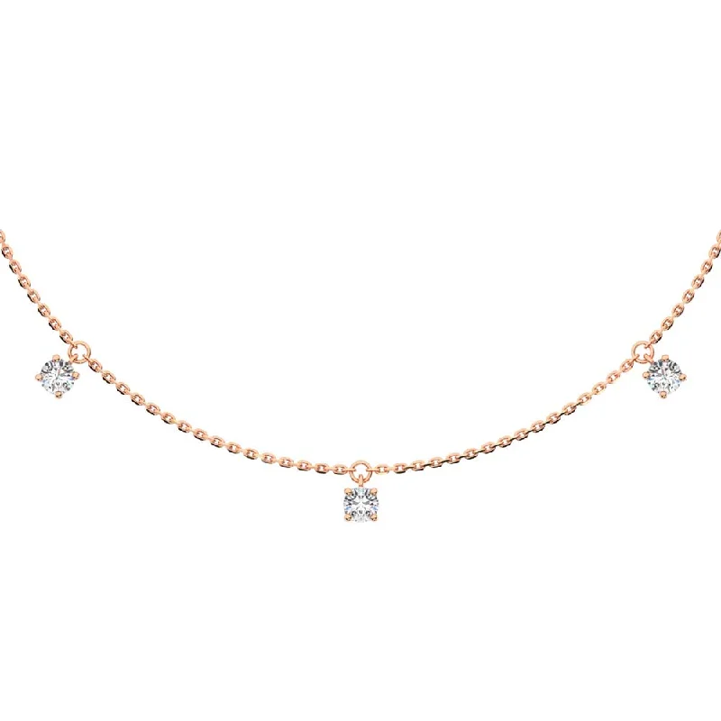 women's snake chain necklaces-14K Rose Gold Lab Grown Diamond 1 Ct.Tw. 7 Stone Necklace