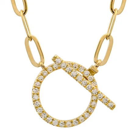 women's star necklaces-14K Yellow Gold Diamond Link Necklace