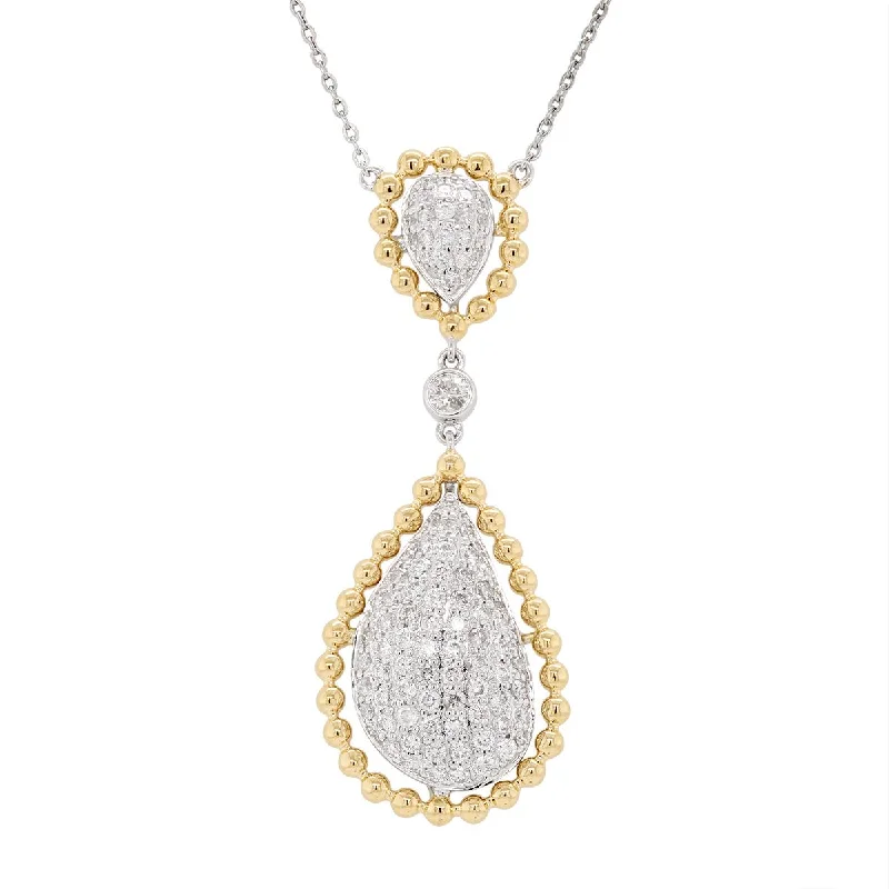 women's vintage necklaces-MODERN TWO-TONE GOLD AND DIAMOND NECKLACE, .90 CT TW