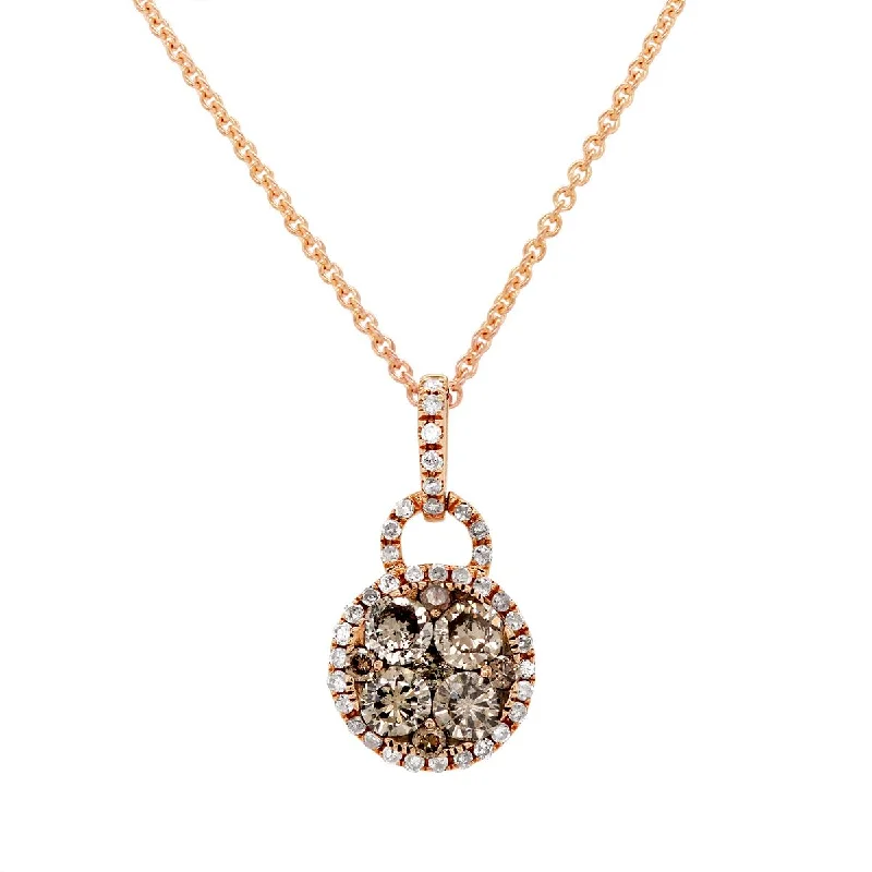 women's star necklaces-ROSE GOLD PENDANT NECKLACE WITH BROWN AND WHITE DIAMONDS, .86 CT TW