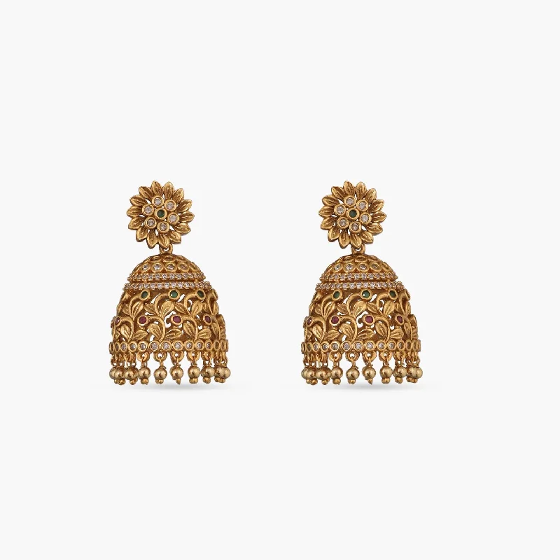 women's wave earrings-Aarush Antique Jhumka Earrings