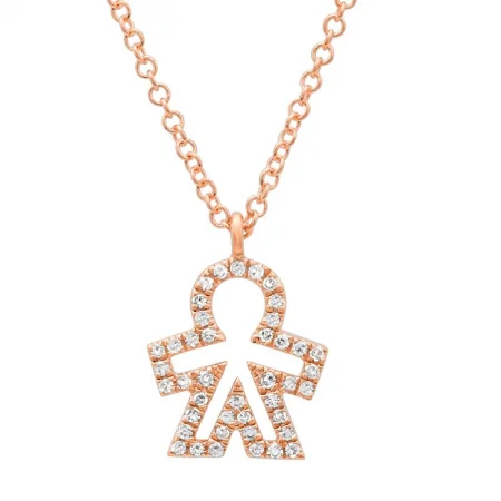 women's topaz necklaces-14k Rose Gold Diamond Boy Necklace