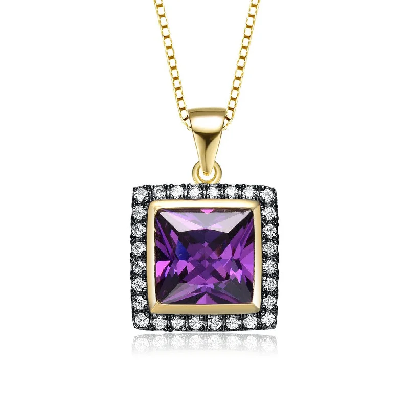 women's fashion-forward necklaces-Sophie Purple Gold and Black Pendant Necklace