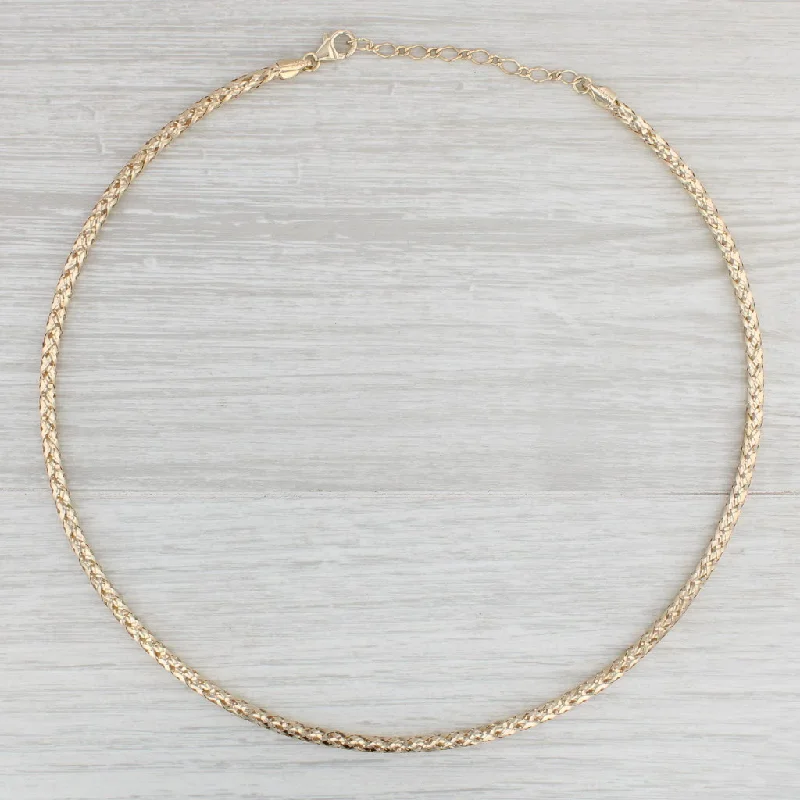 women's boho necklaces-Woven Hollow Rope Chain Necklace 14k Yellow Gold 17-19" Adjustable Milor Italy