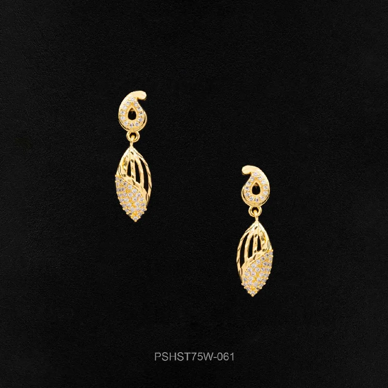 women's heavy earrings-STONE HANGING STUD PSHST75W-061