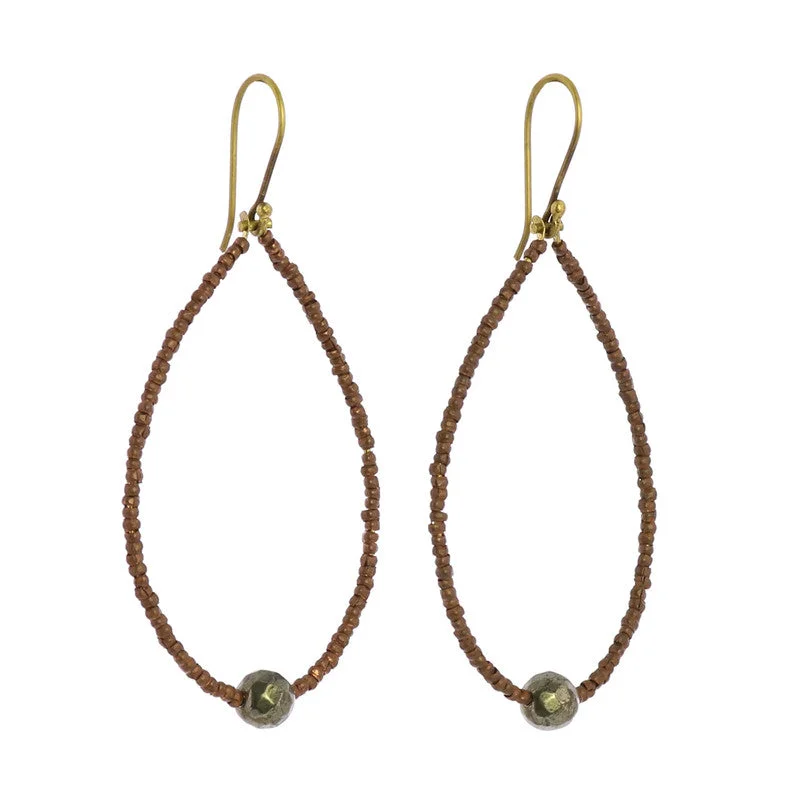 women's infinity loop earrings-Astrid Beaded Earrings - Pyrite