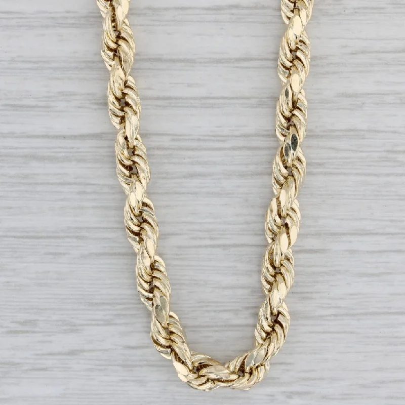 women's birthstone necklaces-Long 28" 5.2mm Rope Chain Necklace 10k Yellow Gold Lobster Clasp