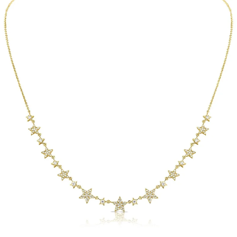 women's initial necklaces-14K Yellow Gold Diamond Star Necklace