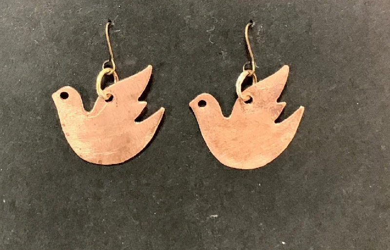 women's opal earrings-Dove copper earrings