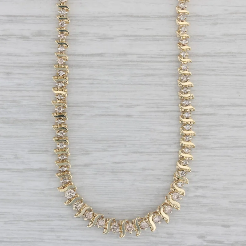 women's ethical necklaces-1.50ctw Graduated Diamond Tennis Necklace 10k Yellow Gold 16.5"