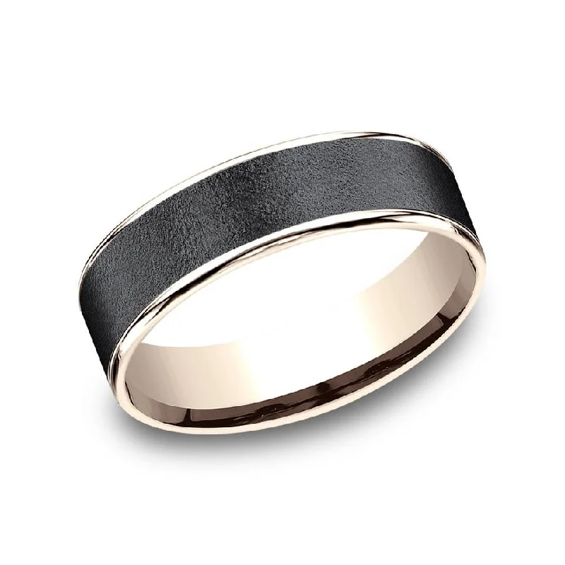 women's pear-shaped engagement rings-Benchmark Tantalum and 14k Rose Gold 6.5mm Wedding Band