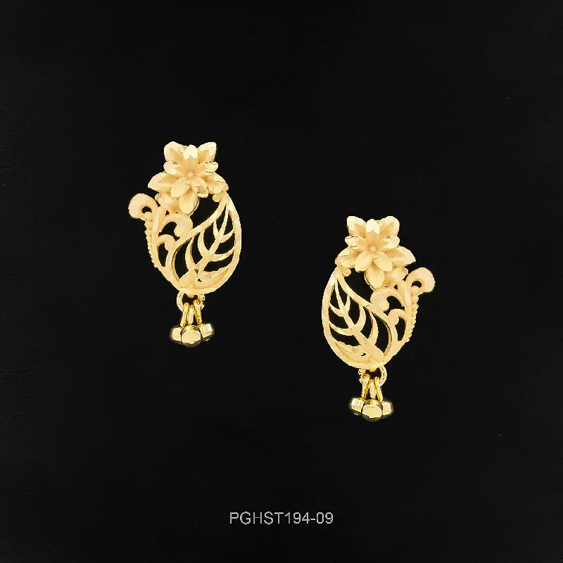 women's long earrings-GOLDEN HANGING STUD PGHST194-09