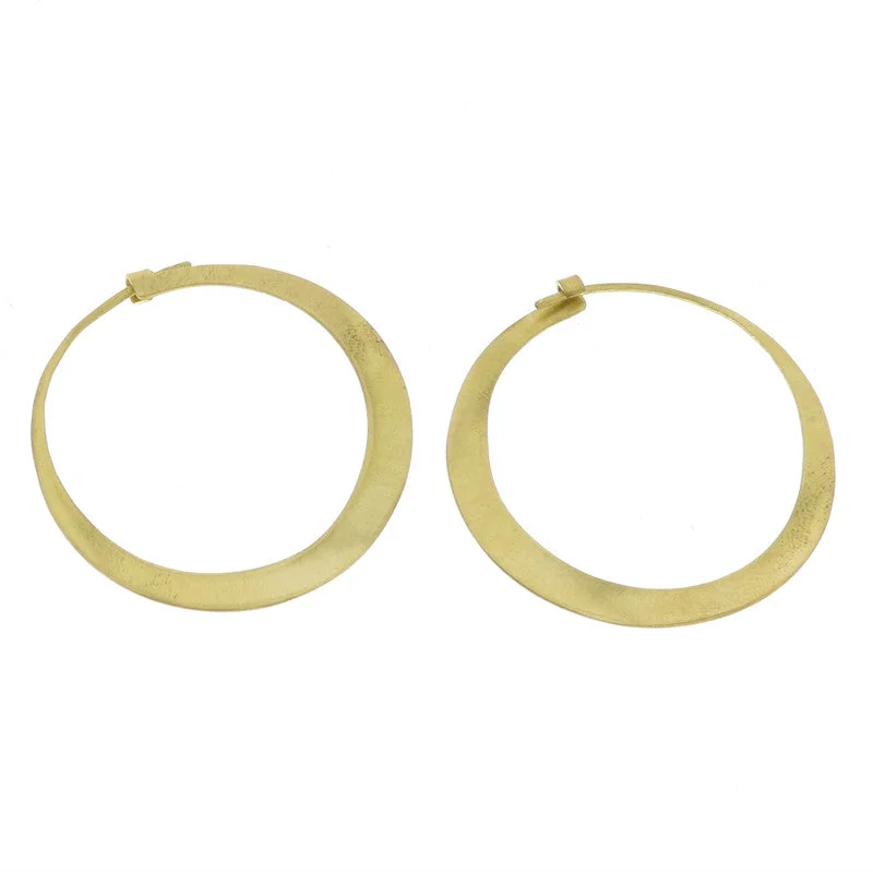 women's eco-friendly earrings-Brass Hoop Earrings - Sm