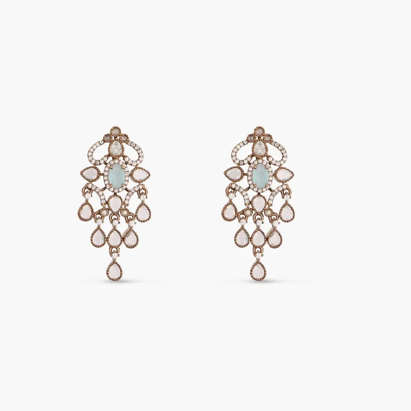 women's platinum earrings-Ardeyi CZ Mint Stud Earrings