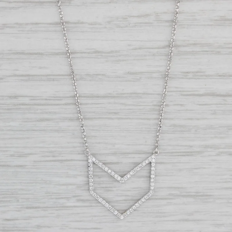 women's antique necklaces-New 0.25ctw Diamond Pendant Necklace 18k White Gold 16-18" Cable Chain