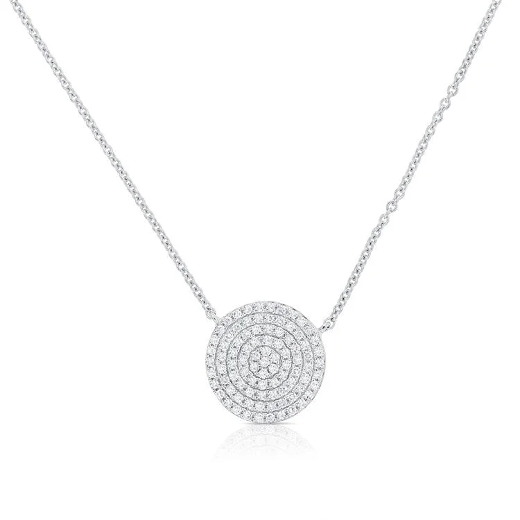 women's couple necklaces-14K White Gold Diamond Medium Disc Necklace