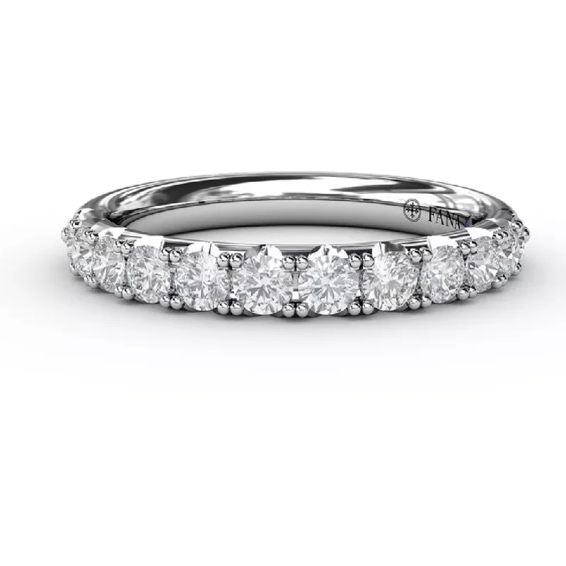 women's gemstone halo engagement rings-Fana 14K White Gold and Diamond Pave Wedding Band