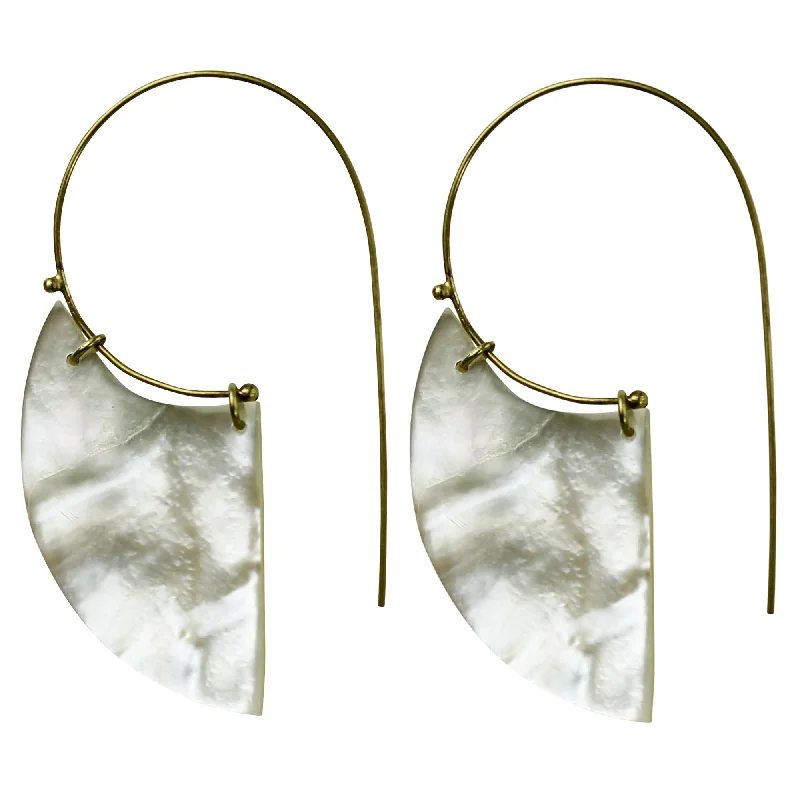 women's mismatched earrings-Selma Earrings, Crescent, Mother of Pearl