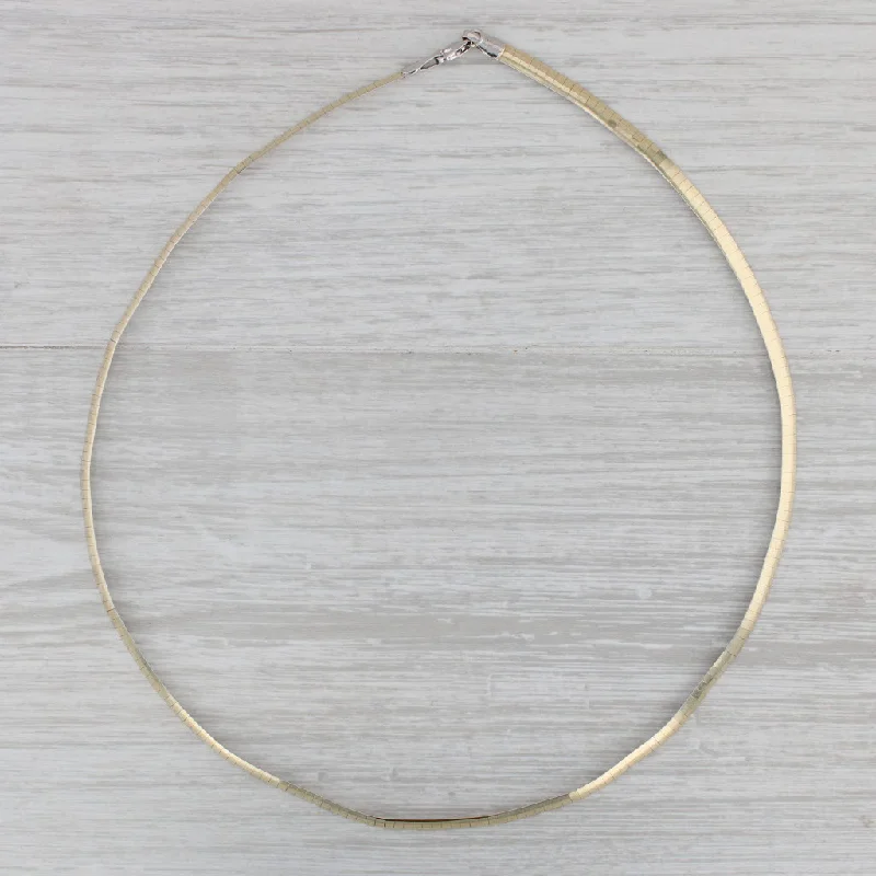 women's lightweight necklaces-Reversible Herringbone Necklace 14k Yellow & White Gold 18" 3.9mm