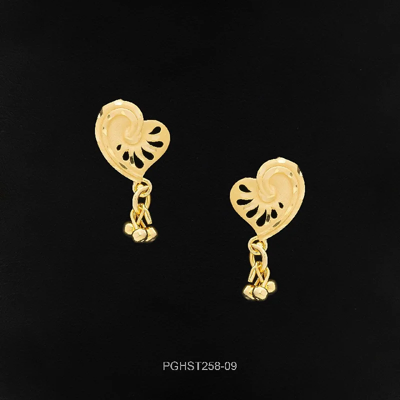 women's dainty earrings-GOLDEN HANGING STUD PGHST258-09