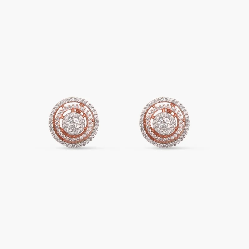 women's infinity earrings-Round Ring CZ Stud Earrings