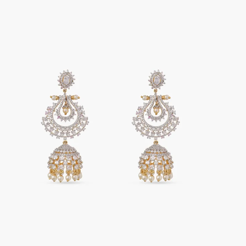 women's cat earrings-Eden Nakshatra CZ Jhumka Earrings