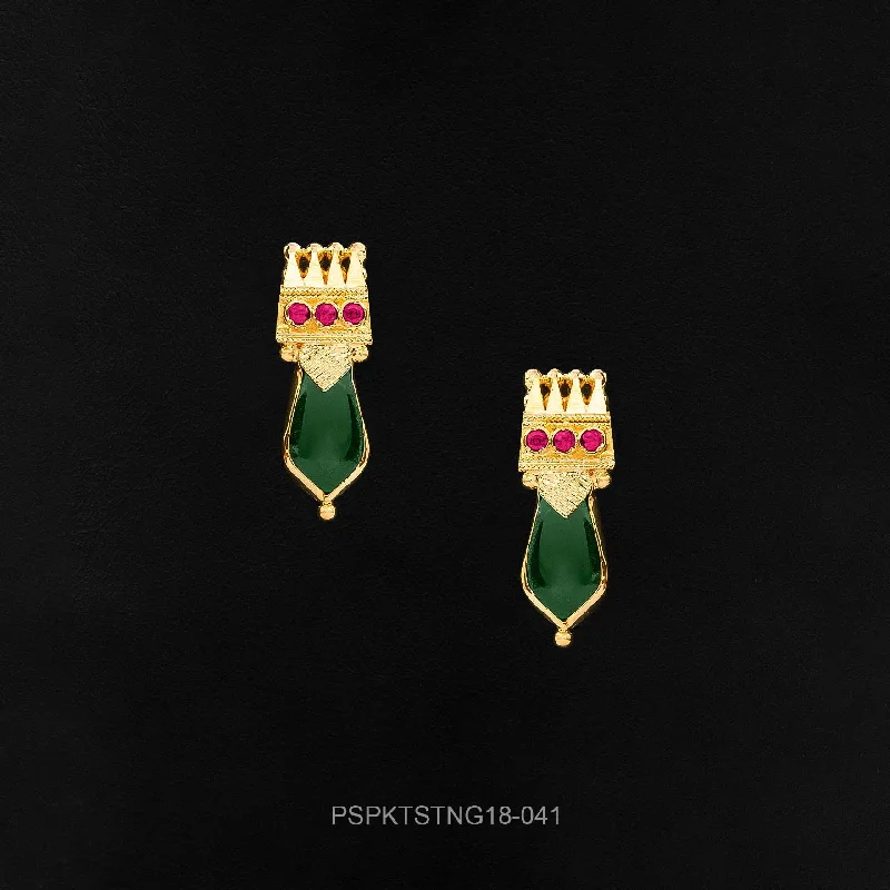 women's star earrings-Golden Palakka Stud PSPKSTNG18-041