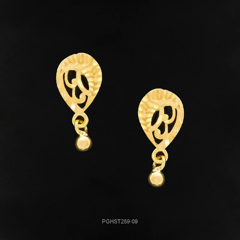 women's mermaid earrings-GOLDEN HANGING STUD PGHST289-09