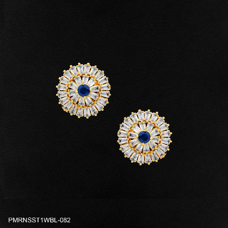 women's statement earrings-PREMIUM RATNA  PEARL STONE STUD PMRNSST1WBL-082