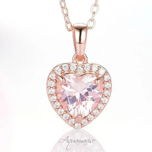 women's vintage necklaces-Love Morganite Necklace- 14K Rose Gold Vermeil