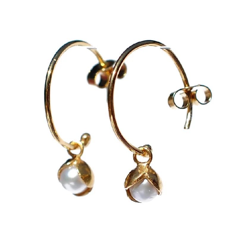 women's spike earrings-09. Small Bud Floret Hoop Earrings