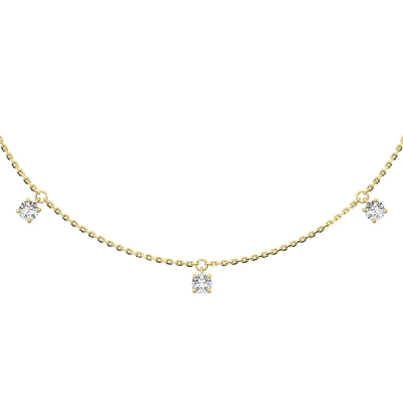 women's lucky charm necklaces-14K Yellow Gold Lab Grown Diamond 1 Ct.Tw. 7 Stone Necklace