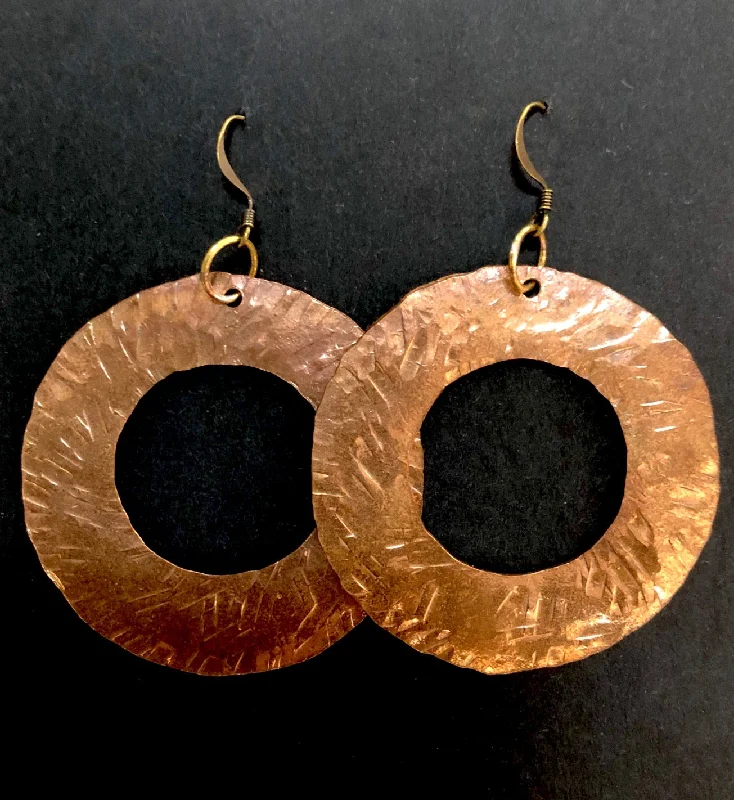 women's modern earrings-Copper retro hoops