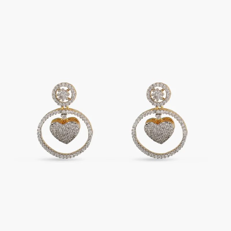 women's spike earrings-Everyday Heart CZ Drop Earrings