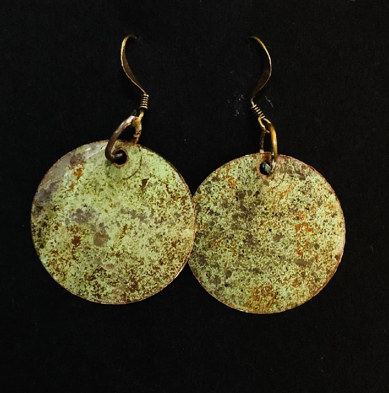 women's opal earrings-Salvage church roof earrings circle 40