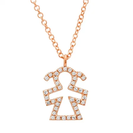 women's turquoise necklaces-14k Rose Gold Diamond Girl Necklace