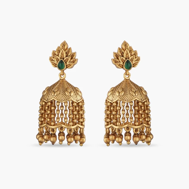 women's ethical earrings-Lata Antique Jhumka Earrings