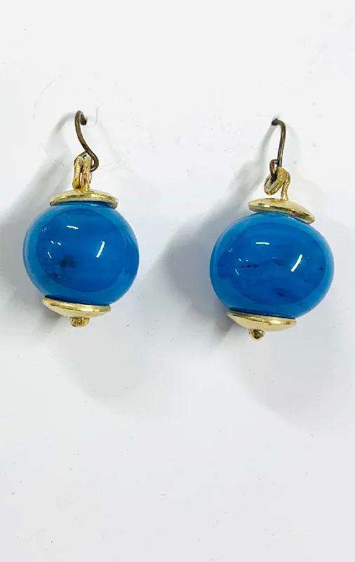 women's lab-grown diamond earrings-Murano glass drop earrings blue