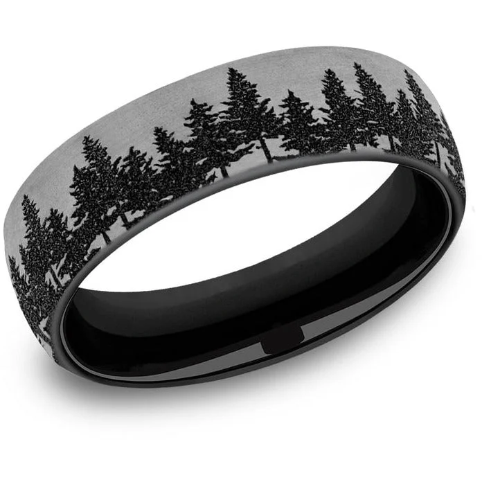 women's low-profile engagement rings-Brook & Branch "The Evergreen" Titanium Wedding Band