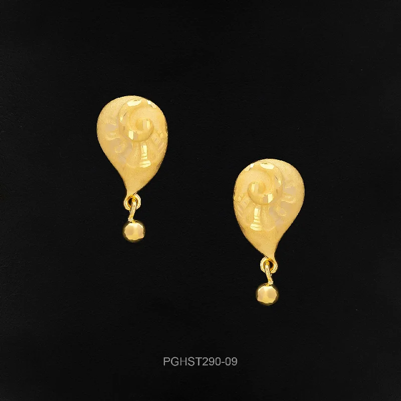 women's chic earrings-GOLDEN HANGING STUD PGHST290-09